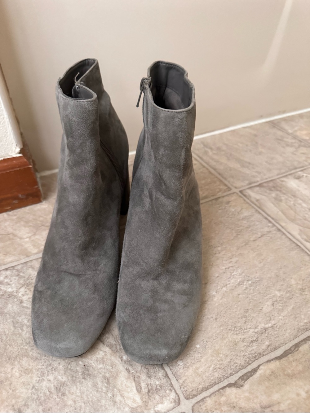 Women's Grey Suede Ankle Boots